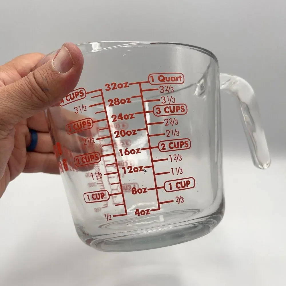 Anchor Hocking 4 Cup Glass Measuring Cup 32oz Red Lettering #8